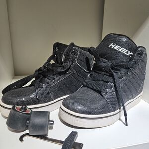 Uptown Black Disco Glitter Shoes With Wheels Heelys